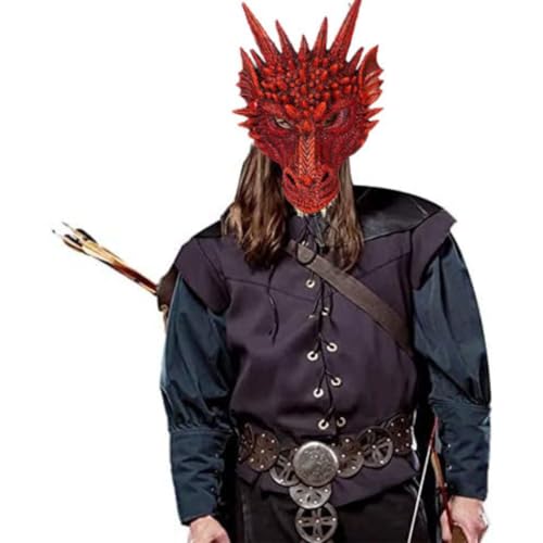 Image of Wanna Party Dragon Mask Head Party Cosplay Mask Masquerade Mask for Carnival Shows Festivals and Halloween Parties- Red