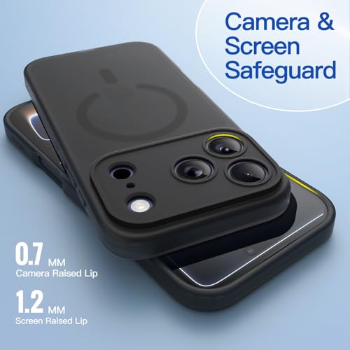 Image of JETech Magnetic Matte Case for iPhone 17 Pro Max, Black | Compatible with MagSafe, Translucent Frosted Soft TPU Cover, Anti-Yellowing, Anti-Fingerprint, Shockproof