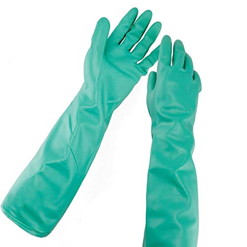 Gants de travail résistant à l'usure Gants de travail allonger huile/nitrile caoutchouc/plante chimique/peinture/gants ménagers (Color : Green, Size : L)
