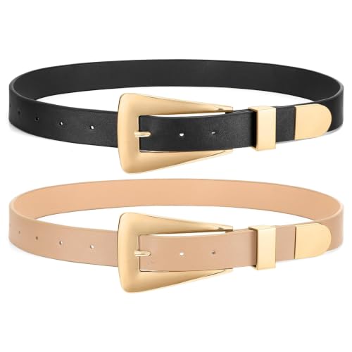 Image of WHIPPY 2 Pack Women Leather Belts Ladies Fashion Casual Waist Belt