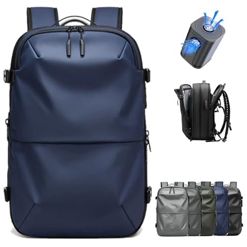 Spacevac Pro Backpack, Air Vacpack Backpack with Vacuum Seal Compression, 60L Expandable Easy Vac Travel Bag with Pump (Prestige-Blue, 60L（with electric air pump）)