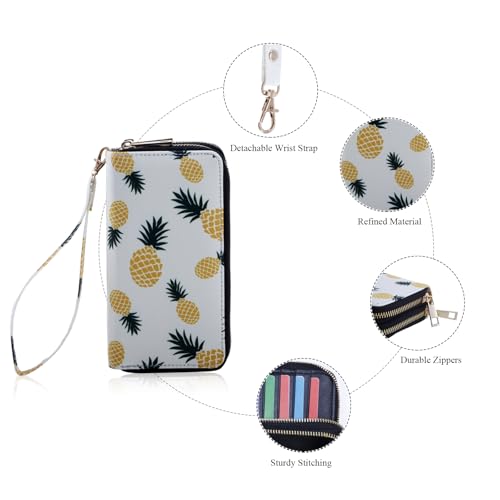 Image of XEYOU Double Zipper Long Clutch Wallet Cellphone Wallet for Women with Removable Wristlet Strap for Credit Card, Cash, Coin, Bill