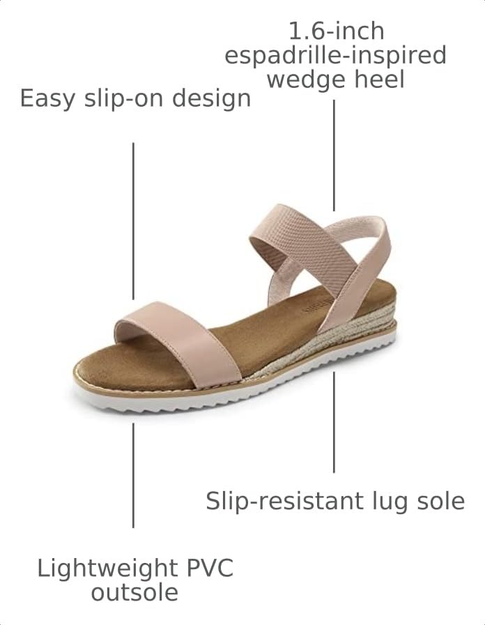 Image of DREAM PAIRS Womens Espadrilles Ankle Strap Sandals | Stretch Elastic Open Toe Comfortable Wedges Flats Spring Dressy Sandals Shoes for Women