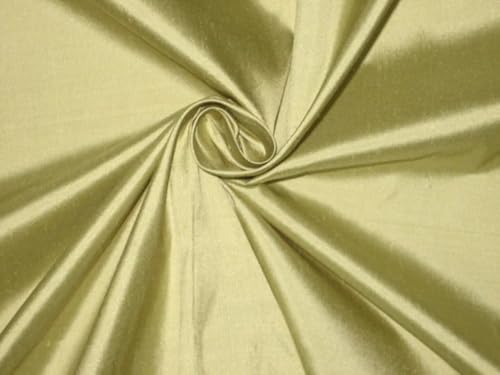 Soie pure Dupioni vert olive clair tissu d'exception 137 cm