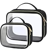 PACKISM Clear Makeup Bags, 2 Pack TSA Approved Toiletry Bag with Handle Large Opening, Clear Toil...