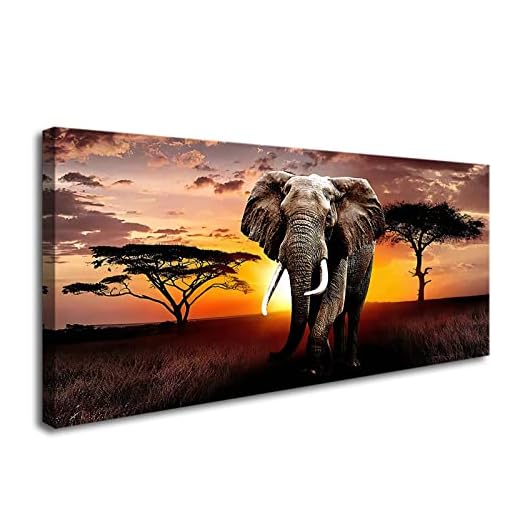 XXMWallArt FC3075 Canvas Wall Art Elephant Picture African Wild Animals Artwork Painting Print for Living Room Bedroom Kitchen Home and Office Wall Decor