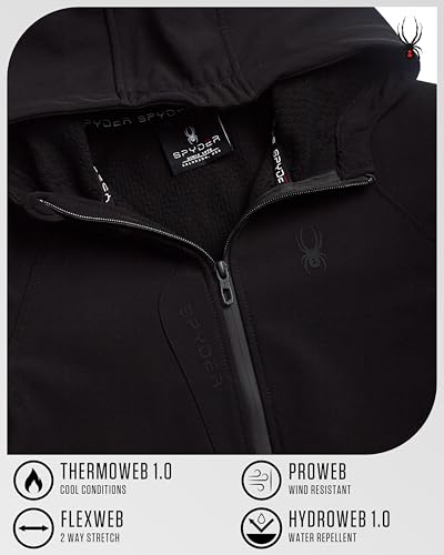 Image of Spyder Boys Softshell Jacket - Cozy Insulated Fleece Lined Softshell Winter Coat Hooded Windbreaker Jacket for Boys