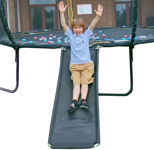 LeJump Trampoline Slide, 22″ * 63″ Slide Ladder Easy to Install Universal Trampoline Accessories Slide, Sturdy Bounce Trampoline Slider for Kids Climb Up&Slide Down