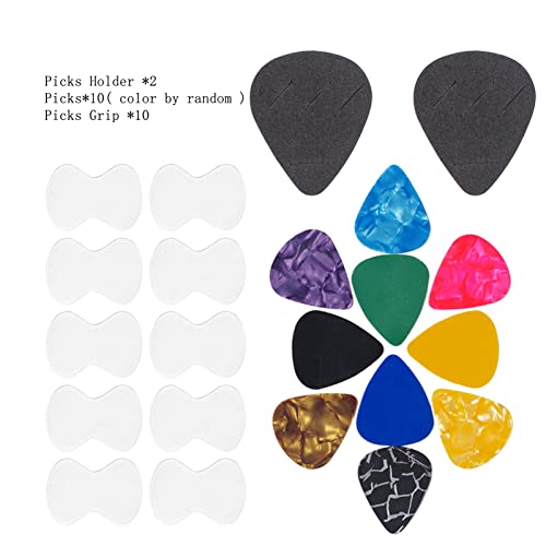 HUIOP Palettes de guitare et autocollant anti-dérapant et ensemble de supports de médiators 10 pièces médiators et 10… - Les Beatles, Paul McCartney, John Lennon, RIngo Starr, George Harrison HUIOP Palettes de guitare et autocollant anti-dérapant et ensemble de supports de médiators 10 pièces médiators et 10…