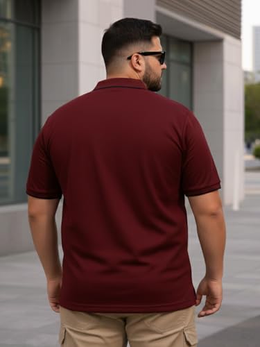 Image of Veirdo Men's Classic Fit Plus Size Polo T-Shirt, Half Sleeve, Stylish Cotton Tee, Formal & Casual Wear, Comfortable & Durable (3XL-5XL)