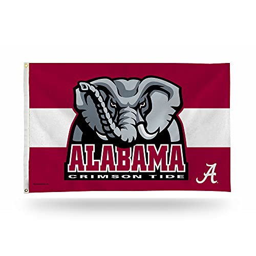 Rico Industries NCAA Alabama Crimson Tide White Stripe 3' x 5' Banner Flag Single Sided - Indoor or Outdoor - Home Décor