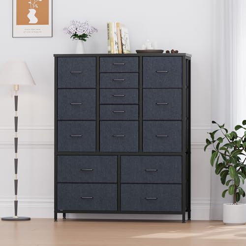 GarveeTech 15-Drawer Tall Fabric Cabinet,15 Drawers Dresser for Bedroom,Space-Saving Floor-to-Ceiling Organizer for Closet, Nursery, or Apartment Livi