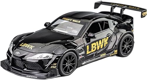 Image of 1 /22 Scale Big Toyota Supra GR LBWK Model Diecast Metal Pullback Toy car with Openable Doors & Light, Music Boys car for Kids Best Toys Gifts Toys for Kids-Black (Black)