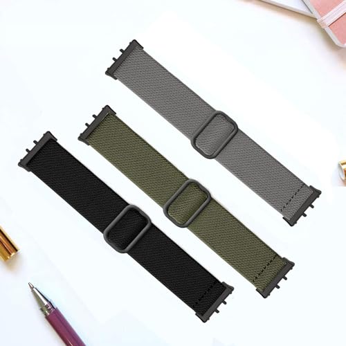 Image of ViCRiOR 3 Pack Stretchy Nylon Solo Loop Watch Bands Compatible with Samsung Galaxy Fit 3, Elastic Braided Strap for Galaxy Fit 3 Band SM-R390 Women Men