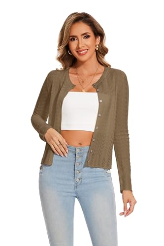 Sixstar Women's Casual Dreesy Cardigan Crew Neck Button Down Long Sleeve Soft Sweaters4