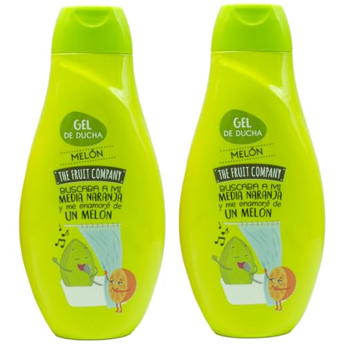 The Fruit Company Pack de 2 Geles de Ducha 600ml | Sandía, Melón, Moras o Fresa y Nata – Hidratante, Uso Diario, Sin Parabenos ni Sulfatos – Fragancia Duradera Vegano Todo Tipo de Piel (Melón)