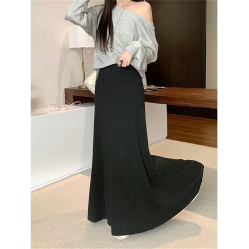 Women’s Knitted High Waist Midi Skirt Slim Fit Flowy Spring Autumn Casual A-Line Umbrella Skirt4