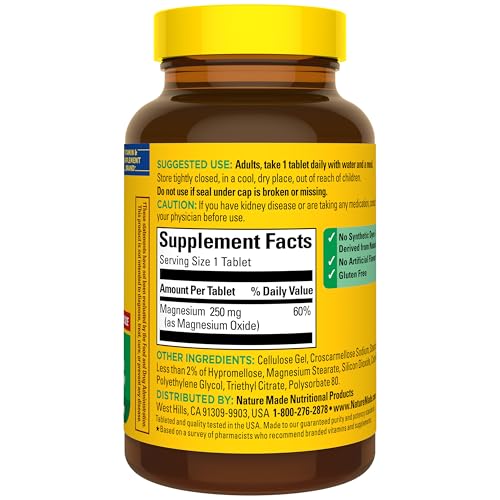 Nature Made Magnesium Oxide 250 mg for Muscle Relaxation, 200 Tablets - image 8
