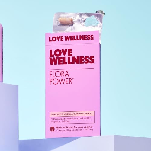 Love Wellness Flora Power | Vaginal Probiotic Suppositories with Vitamin C | Supports pH Balance & Vaginal Health | Fragrance-Free, Non-GMO & Paraben-Free | 10 Count