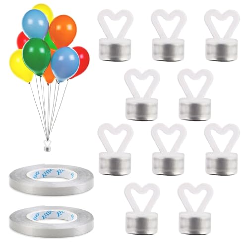 10 Pcs Balloon Weights, Love Style with Magnetism for Reusable Party Accessories, White Cream Balloon Pendants Perfect for Wedding Birthday Party(With 10 Meter Ribbon * 2)