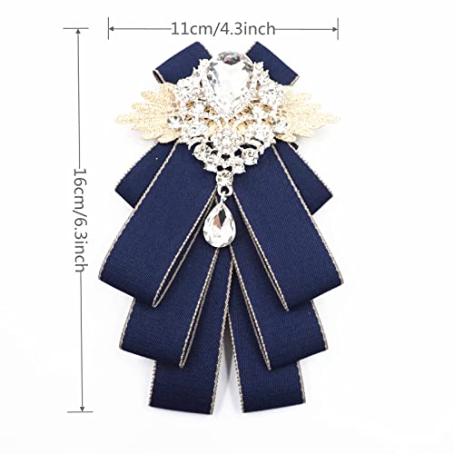 Blue Bow Tie For Men Vintage Rhinestone Men's Neckties Ribbon Brooch Hand Made Pretied Bowtie Bow Tie Wedding Self Tie Elegant Jewelry Collar Pin Wedding Accessories(Blue) #TOP4