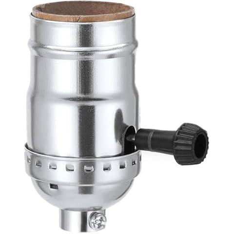 3 Way Light Sockets, Lamp Socket with Push ON/OffSwitch,Medium Screw Push Socket ，Lamp Parts for Table and Floor Lamps Repair，UL ListedSet of 1 (Nickel) Cover