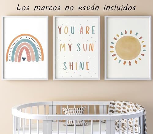 Miniatura 6 de Eviepops Prints You Are My Sunshine, Set De 3 Láminas Sin Marco, Decoración Infantil Estilo Arco Iris, Letra De Canción Infantil, Arte De Estilo Boho, Decoración De Habitaciones De Bebé A3