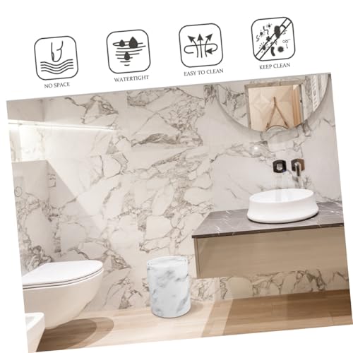 Caneca de basura rectangular blanca con tapa de bisagra miniatura 3
