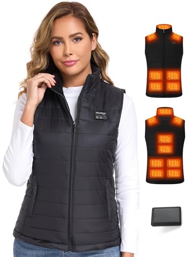 Baowenqier Heated Body Warmer for Women with 15 Heat Zones Heated Gilet with 10000mAh Power Bank 3 Heat Settings Heated Body Warmer for Outdoor Ski Riding Hiking