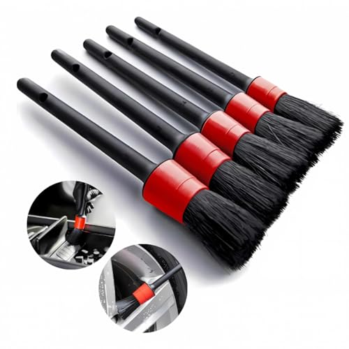 Kit Pincel Detalhamento Automotivo Lavação Limpeza Carros Motos - 5 Peças - 1Care