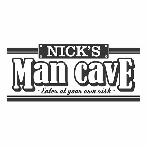 Custom Name Man Cave Wall Decal - Personalized Name Man Cave Vinyl Wall Decal Sticker Art - Guy's Cave Decal - Basement Decal - Gift for Dad - Bar Rec Room Pub Decal