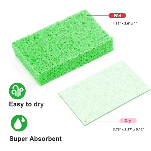 Image of 12 - Pack Non-Scratch Scrub Sponges - Sponges for Dishes and Washing Dishes, Cleaning Sponges for Kitchen Home Bathroom Cars, Funny Cut-Outs DIY for Kids (Green)