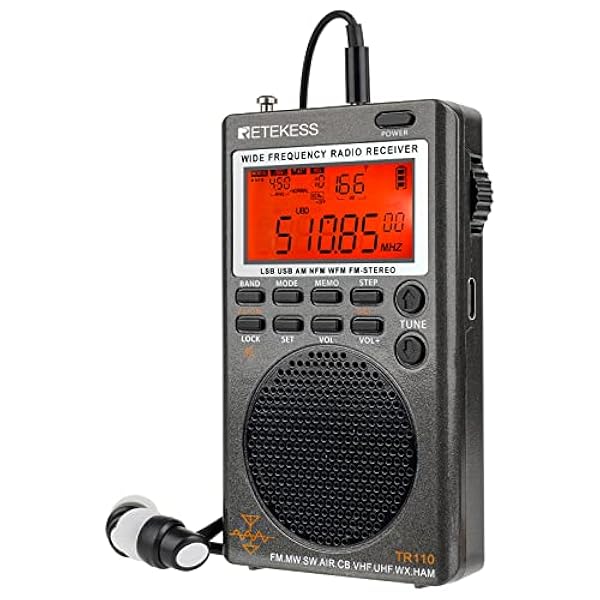 Retekess TR110 Mini Radio Portatile, FM MW SW SSB Banda d'Aria Mondo Ricevitore Radio, FM Stereo, Temporizzatore di Sonno, Antenna Esterna, per Esterni
