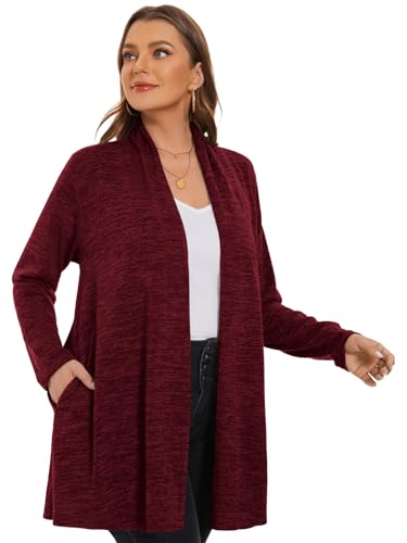 LARACE Open Front Cardigan for Women with Pockets Knit Sweater Plus Size Long Sleeve Tops Fall Clothes Loose Outwear3