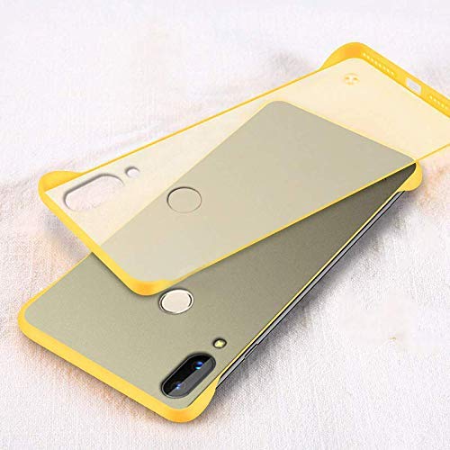 My Choice Ultra Thin Frameless Matte Transparent Buckle Back Frameless TPU Bumper Cover Case for Realme 3 / Realme 3i (Yellow)
