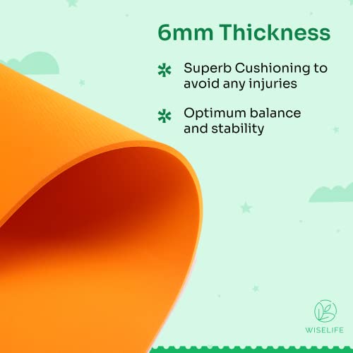 Image of Wiselife 6MM Kids Yoga Mat Play & Exercise | Children Mat With Fun print Games - Playtime For Kids | Extra Thick, Soft, Easy to Fold, Anti Skid, Anti Slip (Orange)