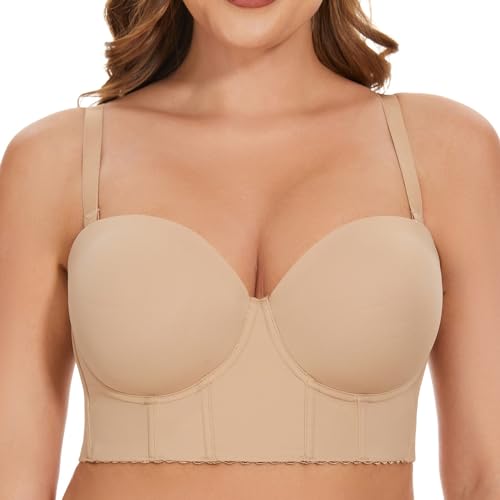 SEA BBOT Women Longline Strapless Bra Full Figure Corset Bra Hide Back Fat3