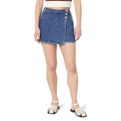 The Drop Women's Gabby Denim Wrap Skort, Classic Indigo, 29
