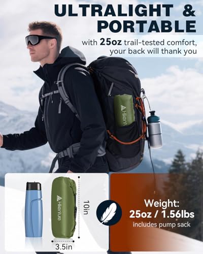 Image of Hikenture Camping Sleeping Pad with 6.2 R-Value, Ultralight Camping Mattress for All Season, Compact & Insulated Sleeping Mat for Backpacking,Hiking,Outdoor