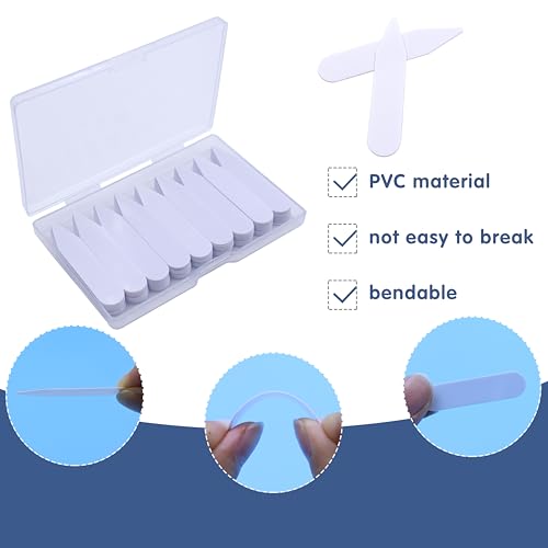 90PCS Collar Stays for Men\'s Dress Shirts, No Curl Polo Shirt Collar Stays PVC Collar Anti-Warping Edge Shaper Collar Support Rack Sticker for Any Shirt of Collared