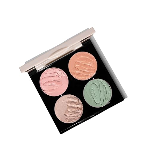 Fitglow Beauty Redness Rescue Cream Palette | Multi-Use Corrective Palette with Ceramides | Neutralizes Redness, Dark Circles & Hyperpigmentation | Hydrating, Natural Finish | Refillable | 20g