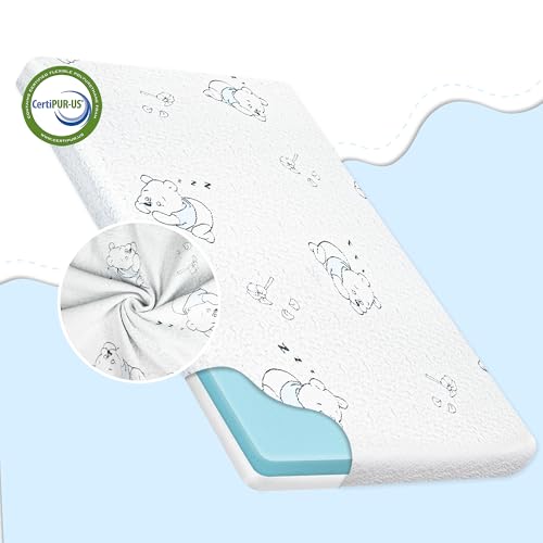 Image of ESJAYING Pack and Play Mattress Pad, 38"x26" Dual-Sided Baby Mattress for Pack n Play with Ultra-Soft Jacquard Cover, Breathable Gel Memory Foam Pack N Play Mattresses for Baby Toddler