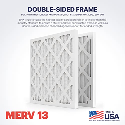 Image of BNX TruFilter 14x14x1 Air Filter MERV 13 (4-Pack) - MADE IN USA - Electrostatic Pleated Air Conditioner HVAC AC Furnace Filters for Allergies, Pollen, Mold, Bacteria, Smoke, Allergen, MPR 1900 FPR 10
