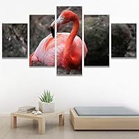 SIGNWIN 5 Panel Canvas Wall Art Pink Wings for Home Decorations Ready to Hang - 60