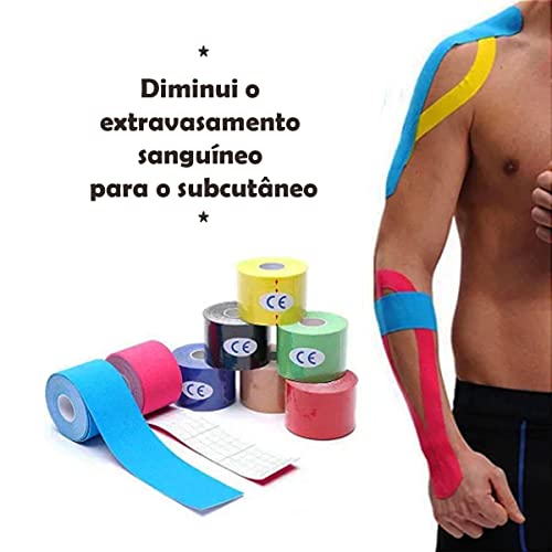 Fita Bandagem Kinesio Tape Elástica Adesiva Para Reabilitação e Fisioterapia 5 Metros Auxilio Das Do