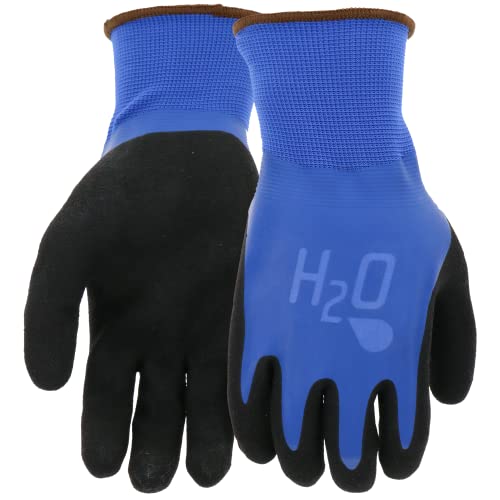Guantes de trabajo de jardín impermeables MUD H2O duraderos con revestimiento de látex negro y azul