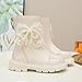 Boot for Girls Bow Mid Calf Booties Winter Fashion Leather Dress Boots with Side Zipper for Little Kids/Big Kids