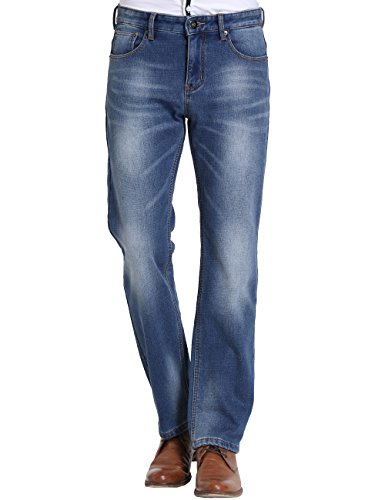 SSLR Men's Regular Fit Straight Fleece Denim Jeans (W36 x L32, Blue 1)