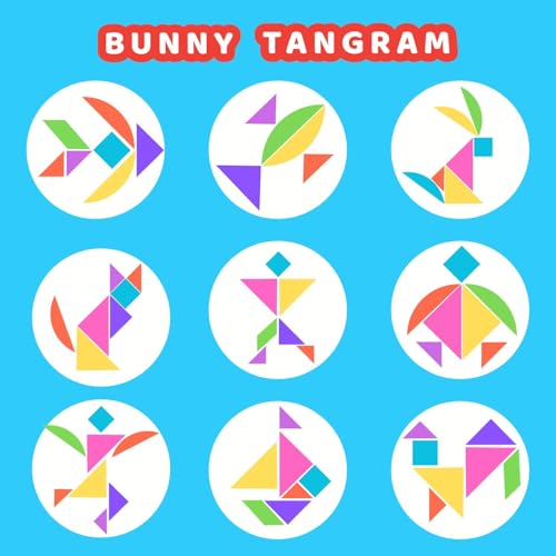 Image of Tangram Puzzle for Kids Aged 3-10 Years - Build 50+ Objects with 11 Pieces (7 Classic + 4 Curved) | Brain Teaser | Develops Creativity & Spatial Reasoning | Montessori STEM Toy for Gifting