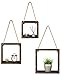 Mkono Hanging Square Floating Shelves Wall Mounted Cube Display Shelf Rustic Shadow Boxes Decorative Boho Home Decor for Living Room Bedroom Apartment Office, Set of 3
